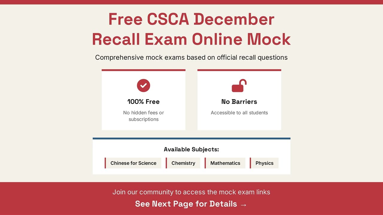 FREE CSCA December Recall Exam Mock Test | All 4 Subjects Included!