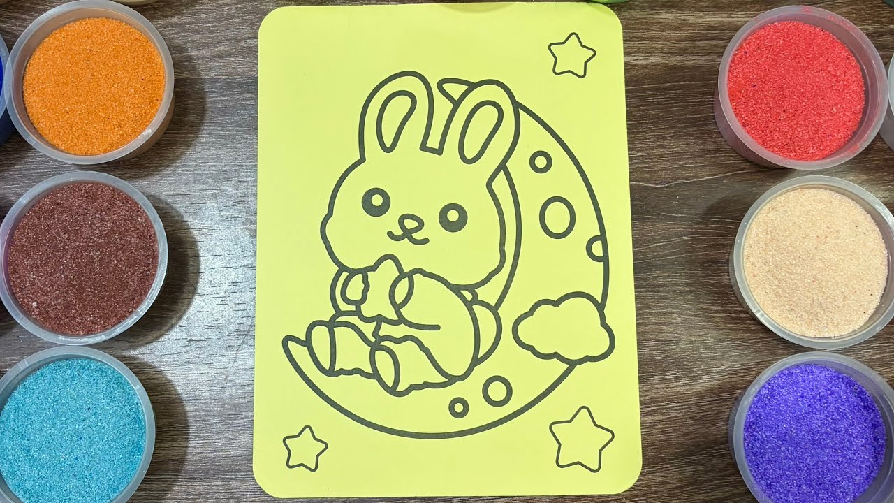 Cute Bunny Sand Art Coloring 🌙🐰 Relaxing Art Video for Kids (Sand Art World)