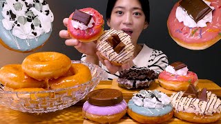 🍩크리스피크림도넛 신상🍪다양한 초콜릿이 올라간 도넛과 글레이즈드 우유말먹 먹방❤ | Krispy Kreme Doughnuts ASMR Mukbang