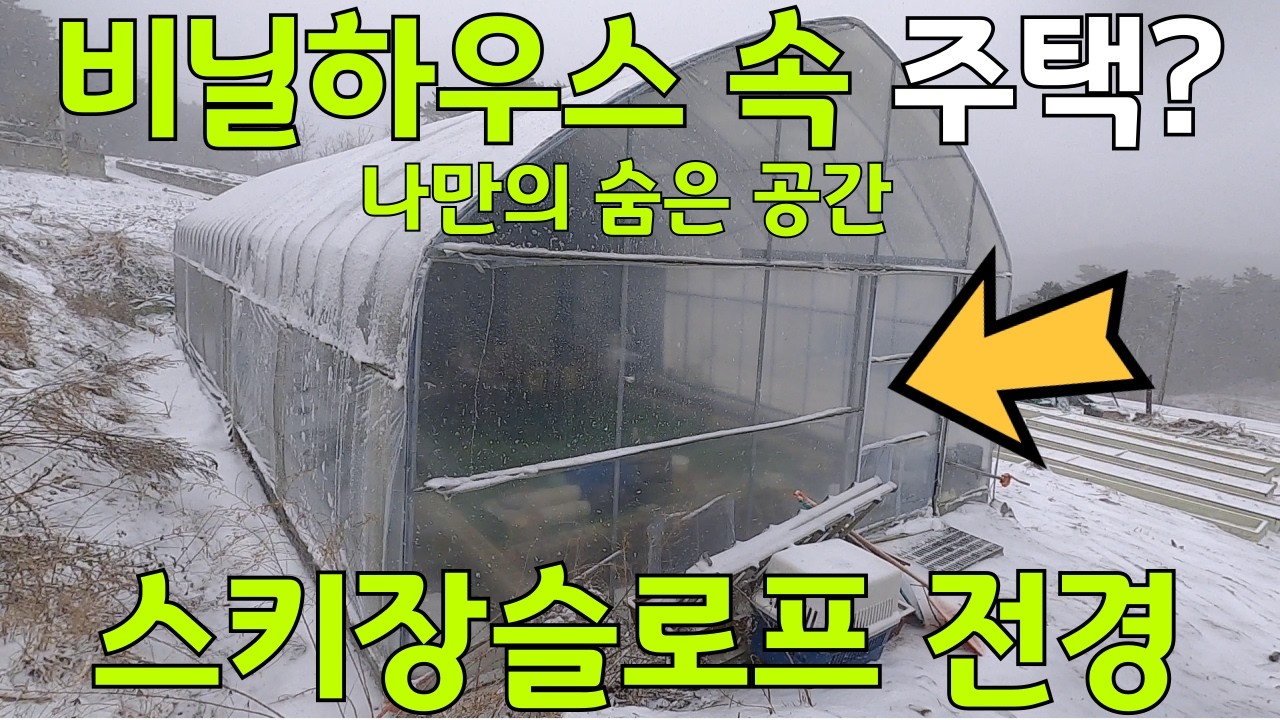 비닐하우스 속 나만의 공간 전원주택 ? 농막 ? 쉼터 ? 스키장이 전경인 이곳 5500만원