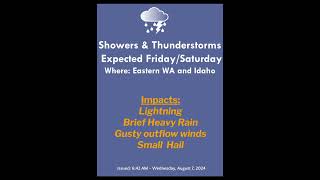 Pullman, WA: More Rain & Thunderstorms Friday/Saturday; Active/Stormy Pattern Next Week!! - 8/7/2024