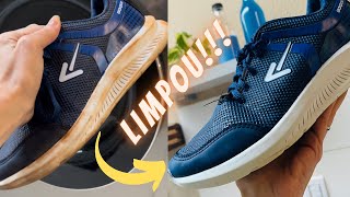 Limpeza dos sapatos com PINHO NA LAVA E SECA LG