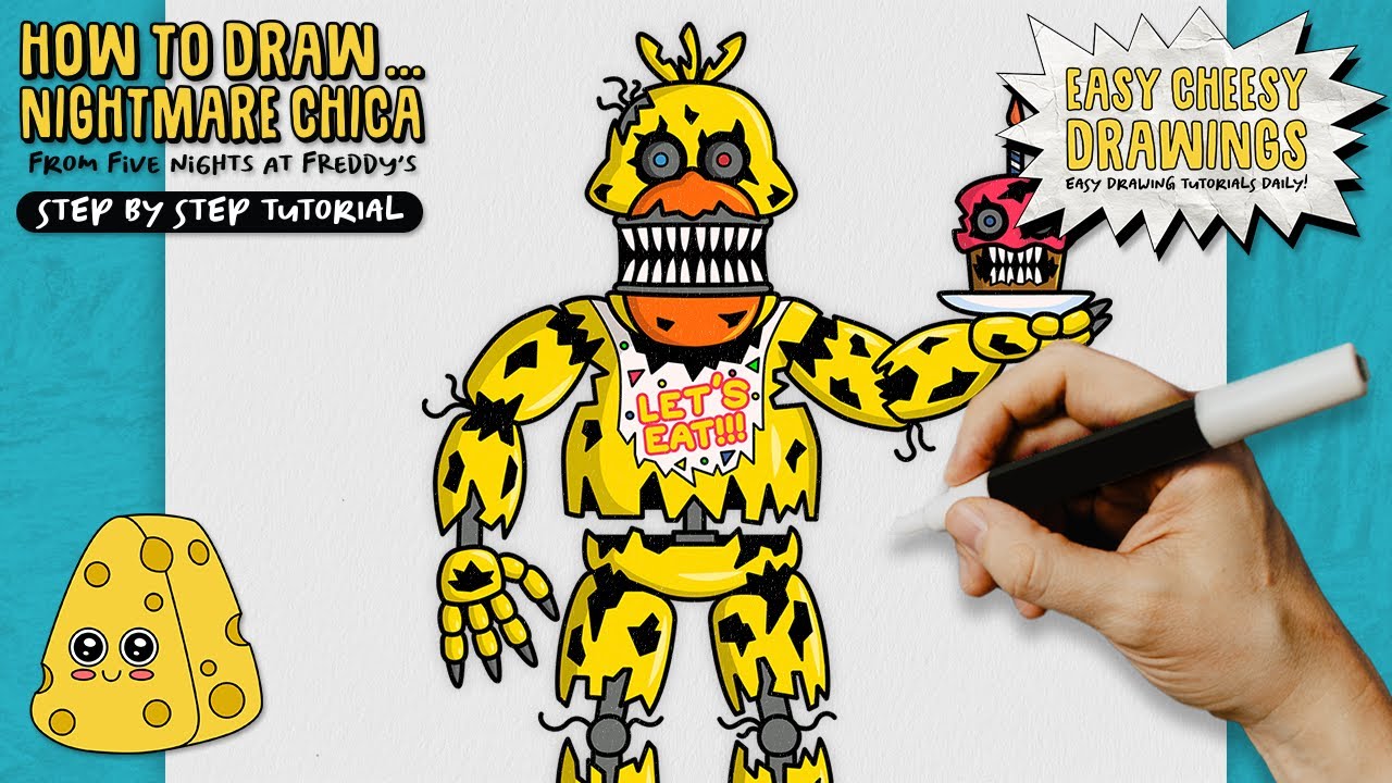 How to Draw Nightmare Chica  Five Nights at Freddy's 