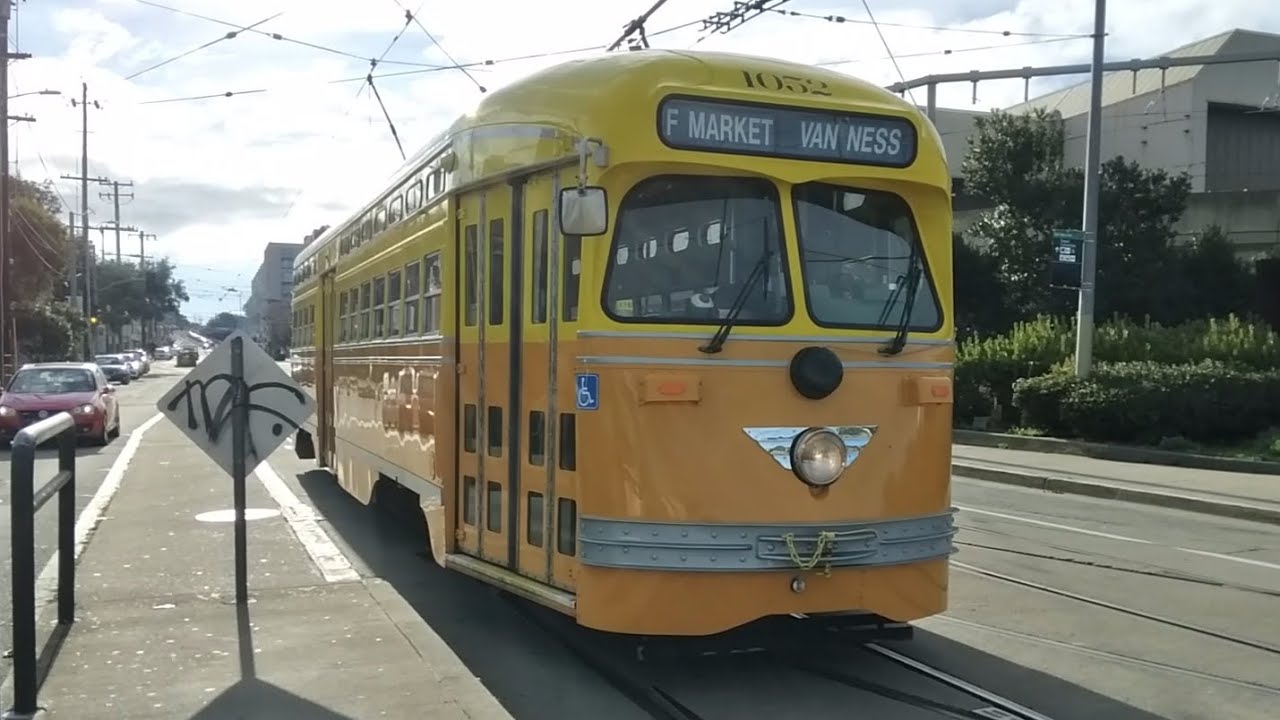 F Line Pull Out! SF Muni 1948 St. Louis Car Co. PCC 