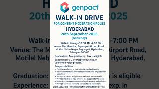 Genpact Careers 2025 | Content Moderation Walk-In Drive | Hyderabad Job Openings#subscribe #genpact