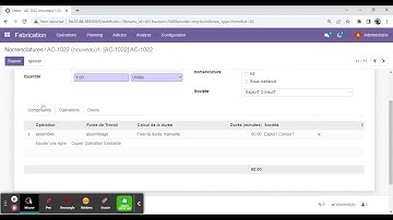 Gestion de Production avec Odoo (Module Fabrication)
