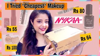 Trying *CHEAPEST* Makeup From NYKAA | FULL FACE OF सस्ता मेकअप | Priaz Beauty Zone