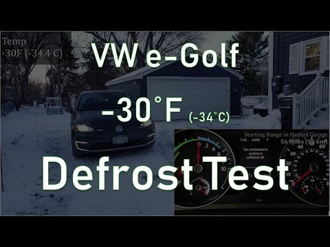 フォルクスワーゲンeゴルフスーパーコールドテスト＃1-フロントガラスの霜取り-30°F（-34°C | 222°K）