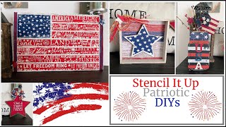 Patriotic DIYs/ Stencil It Up/ Stenciling Dollar Tree Items/