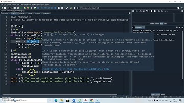 SUM OF POSITIVE AND NEGATIVE NUMBERS  IN PYTHON
