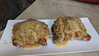 Grandma Ray's Quick Stuffed Pork Chops Covered With Gravy