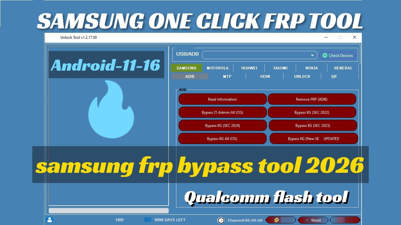 SAMSUNG FRP ENABLE ADB TOOL | ADB EDL TEST FASTBOOT MTP Mode 2026 | Samsung QUALCOM FRP REMOVER