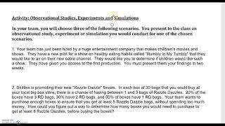 AP Stats Activity: Obs. Studies, Experiments and Simulations