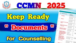 Important Documents for CCMN Counselling Procedure 2025 | ccmn counselling process 2026