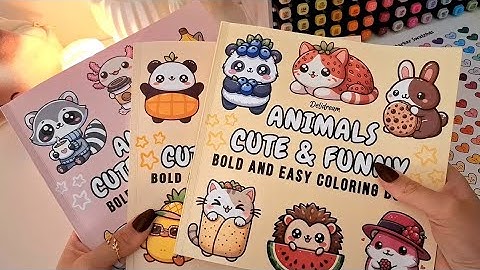 ASMR Coloring my Own Three Coloring Books | Cute Animals