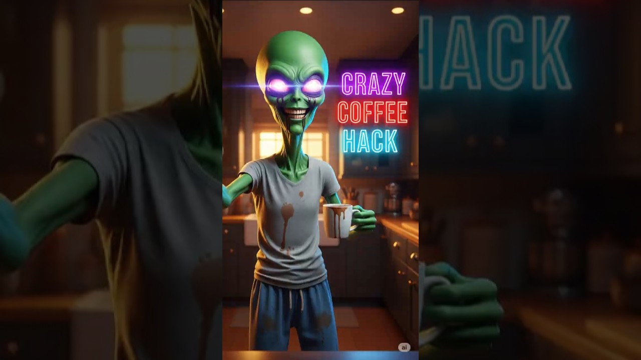 Crazy Coffee Hack (Alien Morning Routine ☕👽⚡)