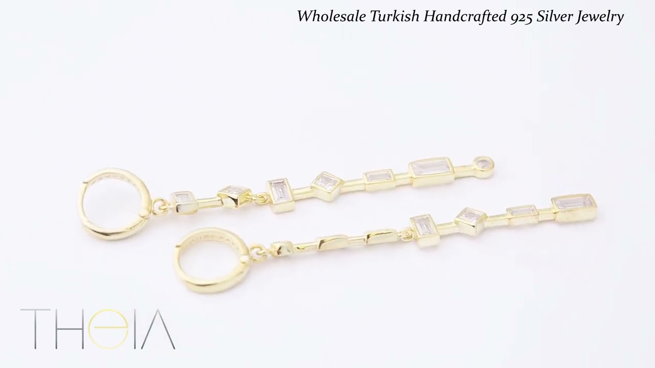 Clear Zircon Stone Silver Long Earrings Dainty Fine Jewelry