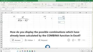 Quora 013: How do you show the combinations of COMBINA in Excel?