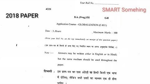 Globalisation (C811)/B.A.(Programme)3rd year paper/Du Sol /Smart something