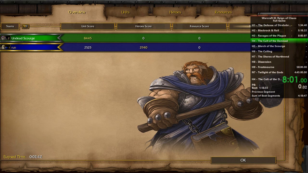 วอ ครา ฟ 4 2022 New Warcraft 3: Reign of Chaos full game speedrun in 4:22:51 (4:17:55 IGT)
