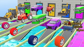Choose The Right Door with JCB Tractor, Car, Dump Truck 3D Vehicle Tire Game