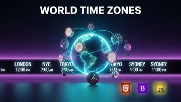 Build a world Clock with Bootstrap - Easy & Interactive Tutorial (HTML, CSS, JS) - Write in Code