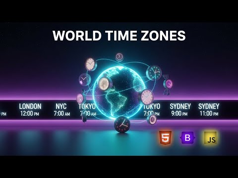 Build a world Clock with Bootstrap - Easy & Interactive Tutorial (HTML, CSS, JS) - Write in Code