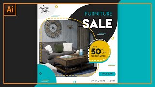 How to Make Social Media Banner Furniture Sale in Illustrator | Download Ai File | Freedez Studio screenshot 1