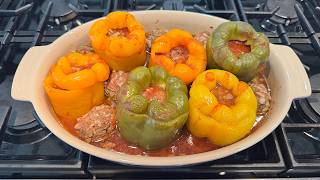 Stuffed Peppers Sephardic Style | Pimientos Rellenos