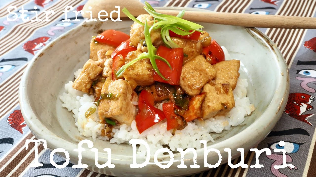 Healthy Stir fried Tofu Donburi/Rice bowl recipe kurumicooks easy Japanese home cooking