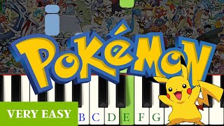 Pokemon Theme – Very Easy Level 1 Piano Tutorial