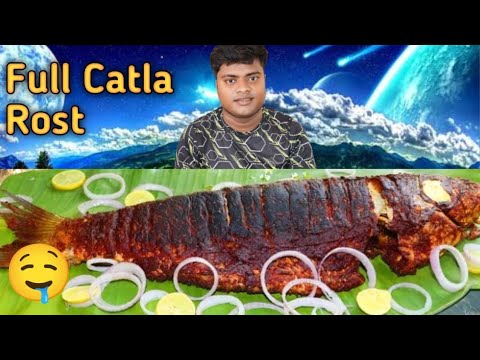 FUII BIG HOL KATLA FISH ROST || Desi Foodis Subhendu Making Full Catla ...