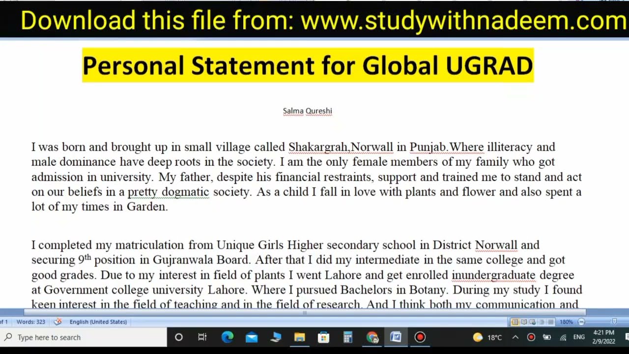 sample personal statement for ugrad