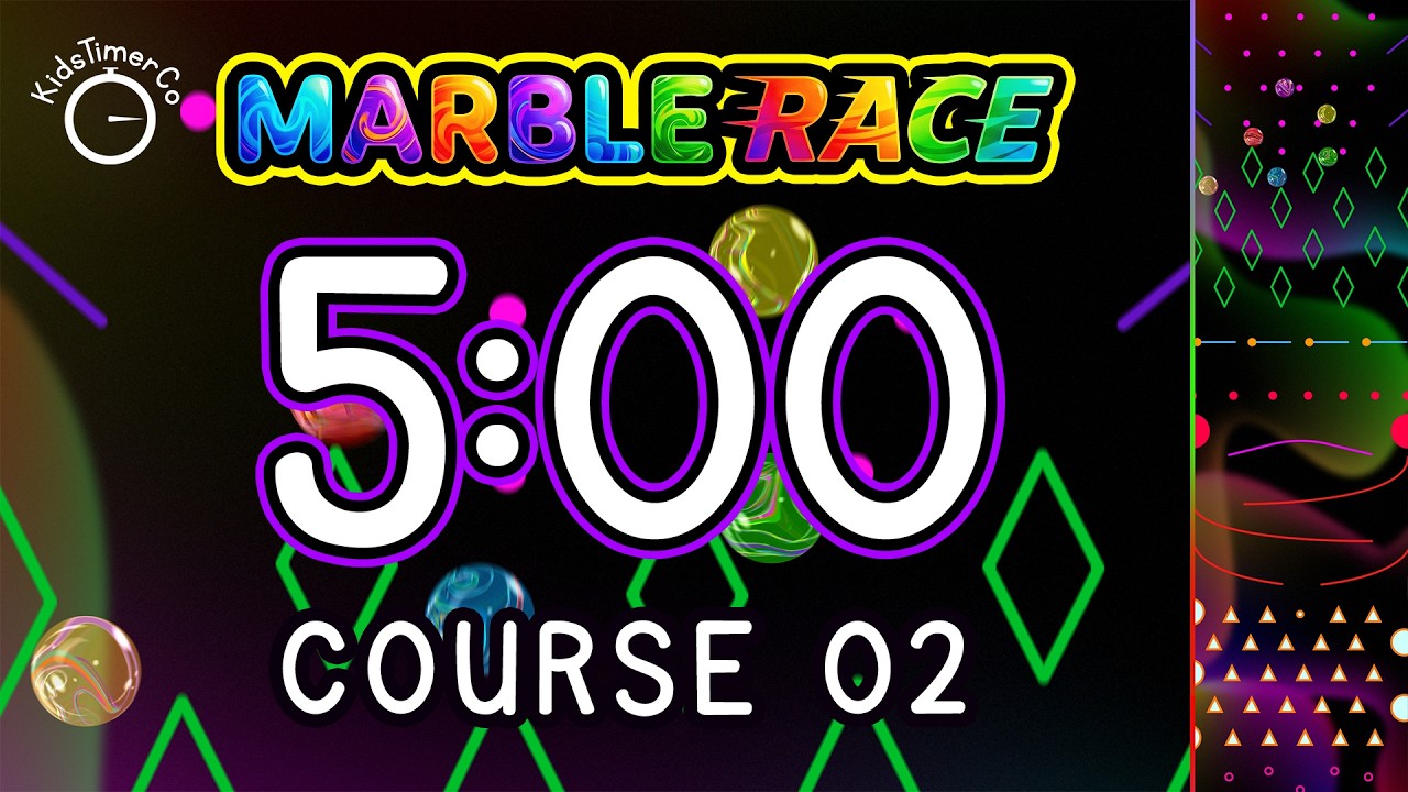 5 Minute Marble Race Timer for Kids | Course 02 🎱