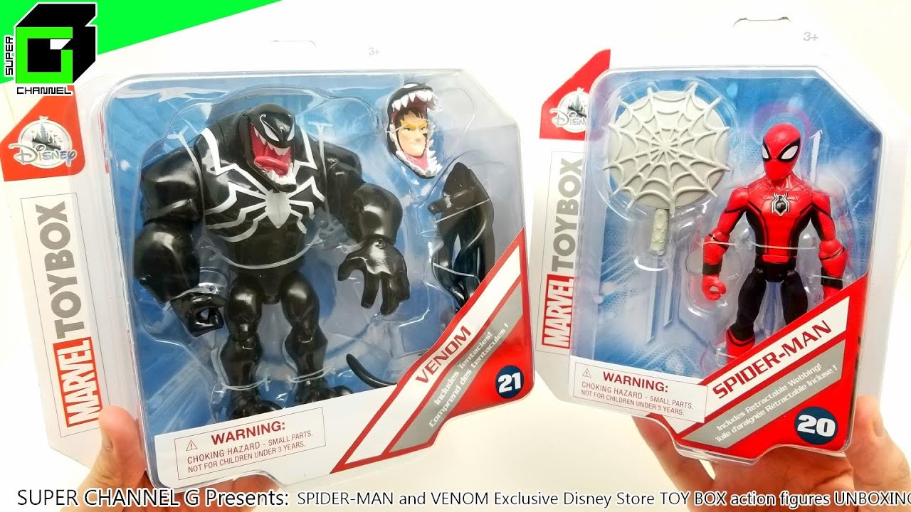 Spider-Man And Venom Disney Store Exclusive Marvel Toy Box Action Figures  Unboxing And Review - Youtube