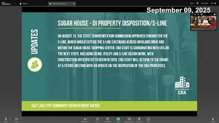 Salt Lake City Community Reinvestment Agency (CRA) Meeting - 09/09/2025