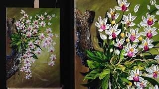 flowers knife palette painting orchids paintings paintingvalley