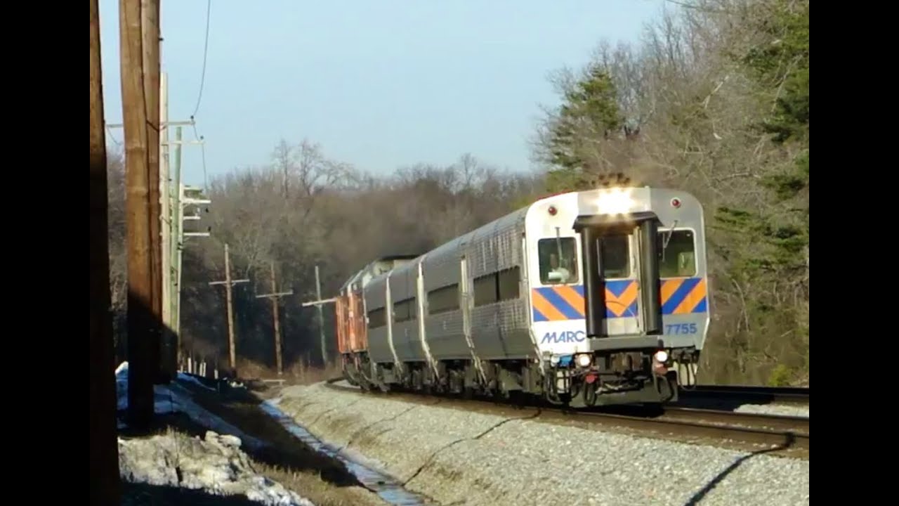 2 CSX Trains and 1 MARC Train at Montevideo Road - YouTube