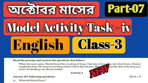 English model Activity Task part -07 class-3 October || Class-3 model Activity Task English