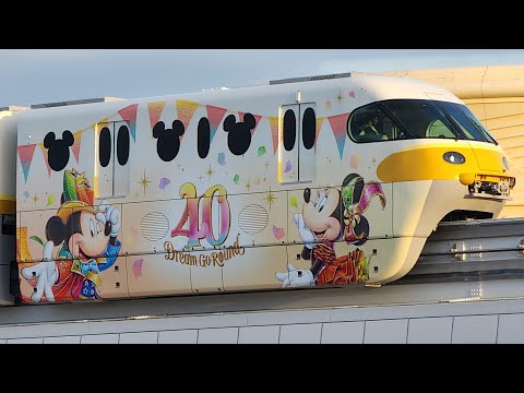 【㊗️ディズニーリゾート40周年㊗️ディズニーリゾートライン・40周年記念ラッピング車両】走行シーン！