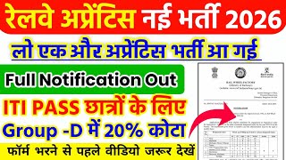 RWF Railway Apprentice New Vacancy 2026 Out || ITI Pass