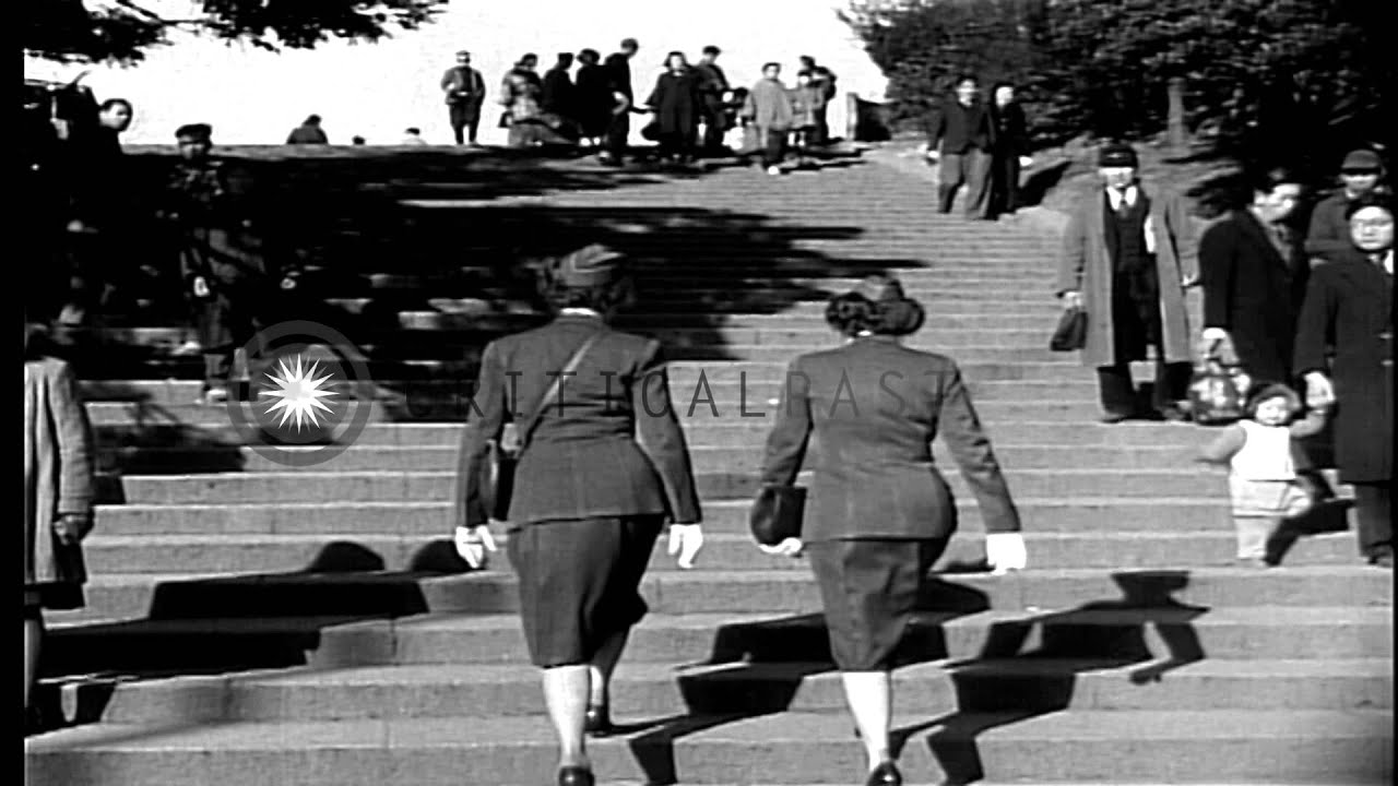 Women's Army Corps visit National Museum in Tokyo in Japan HD Stock Footage