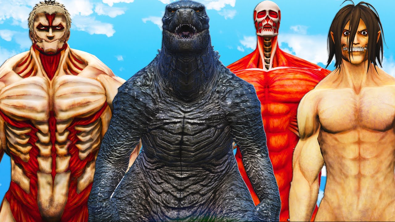 GODZILLA 2014 VS ATTACK ON TITAN MONSTER BATTLE YouTube