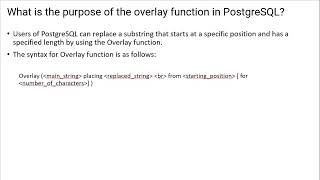 What do you mean by overlay #function  in #postgresql ? #dba #onlineclasses #training  @sqlsrvrdba