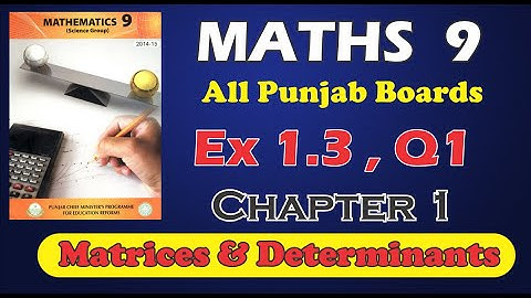 9th Class Mathematics, Chapter 1 (Matrices & Determinants) Ex: 1.3, Q1
