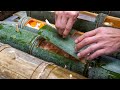 砍竹技能, 大竹筒燒烤製作, 竹筒飯套餐 - 台灣美食 / Bamboo Tube BBQ！Cut Bamboo to Make Bamboo Tube Meal - Taiwanese Food