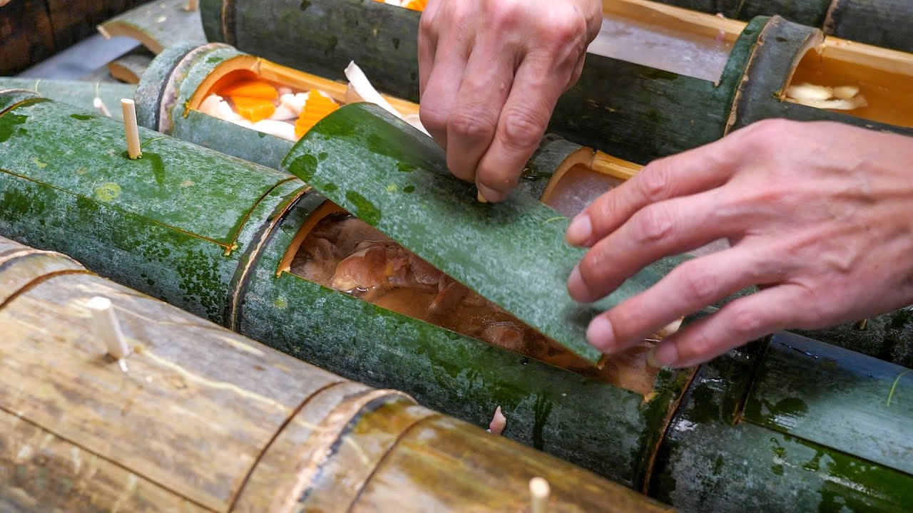 砍竹技能, 大竹筒燒烤製作, 竹筒飯套餐 - 台灣美食 / Bamboo Tube BBQ！Cut Bamboo to Make Bamboo Tube Meal - Taiwanese Food
