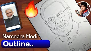 Freehand OutlineNarendra Modi Drawing /How to Draw Narendra Modi/#drawing #modi #outline #tutorial