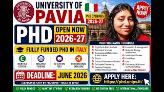 Fully Funded PhD in Italy 2026 | University of Pavia Applications Open
