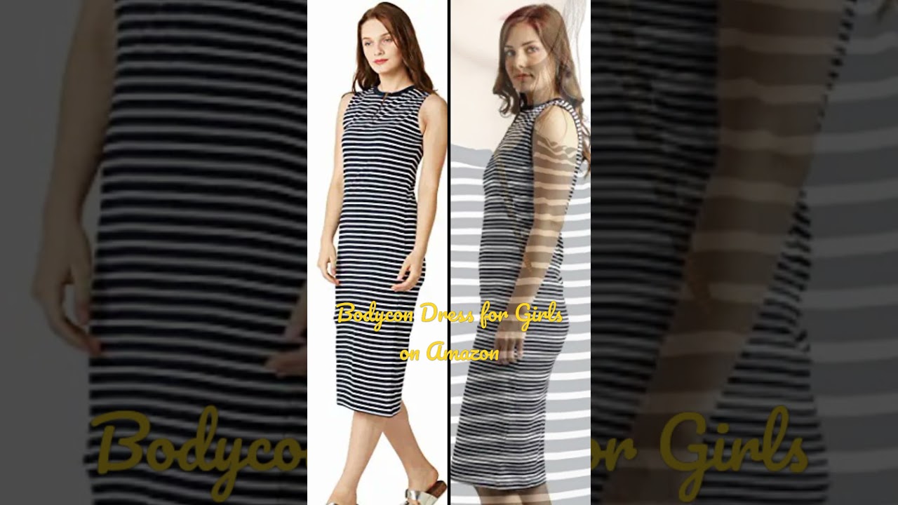 Bodycon Dress for Girls on Amazon Bodycon Dress Party wear Striped Bodycon Dress